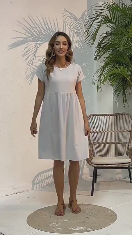 Women’s A‑Line Short‑Sleeve Dress with Pockets