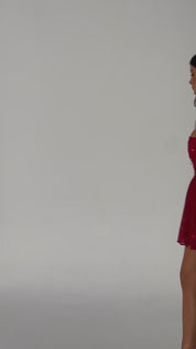 Tube Top Lace Dress with Back Bow Knot – Mesh-Trimmed Summer Mini Dress