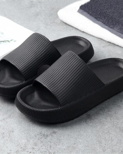 Plush Paradise Slides Black Shoes