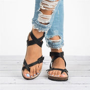 Romana Orthopedic Cross‑Strap Sandal Black Sandals