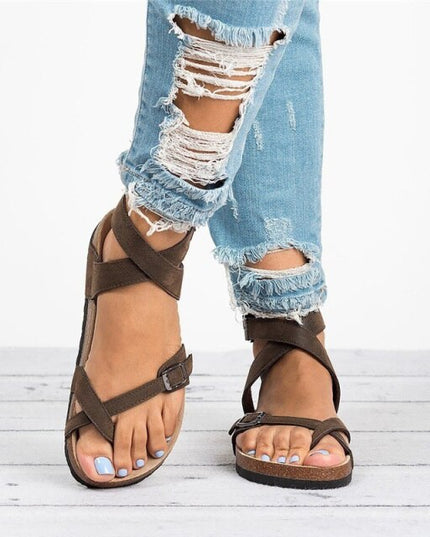 Romana Orthopedic Cross‑Strap Sandal Brown Sandals