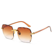 Trendy Rimless Square Sunglasses Brown Sunglasses