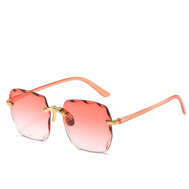 Trendy Rimless Square Sunglasses Red Sunglasses