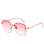 Trendy Rimless Square Sunglasses Rose Sunglasses