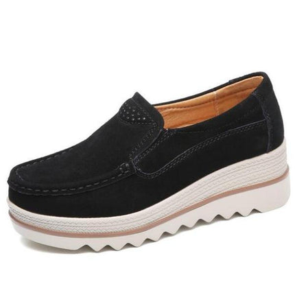 Comfy Slip-On Platform Slides Black Shoes & Sandals