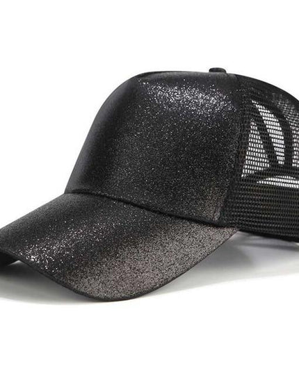 High Ponytail Baseball Cap for Women Glitter black Caps