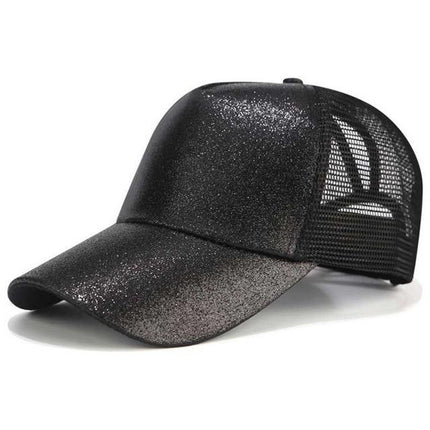 High Ponytail Baseball Cap for Women Glitter black Caps