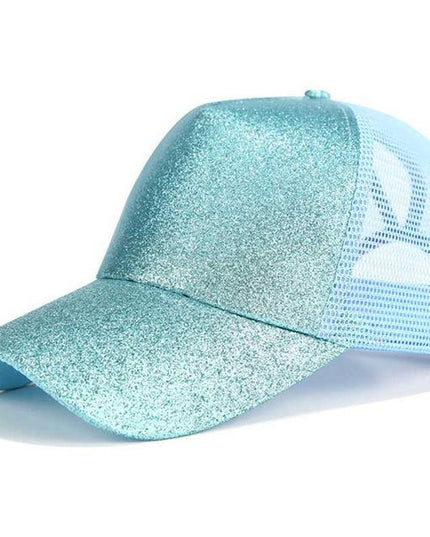 High Ponytail Baseball Cap for Women Glitter blue Caps