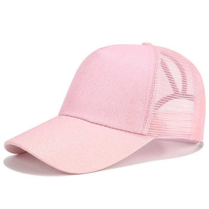 High Ponytail Baseball Cap for Women Glitter roze Caps