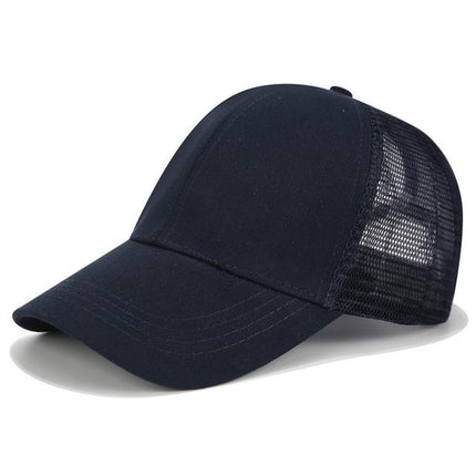 High Ponytail Baseball Cap for Women Navy Blue Caps