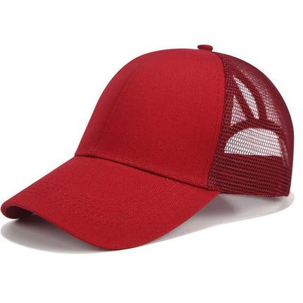 High Ponytail Baseball Cap for Women Wine red Caps
