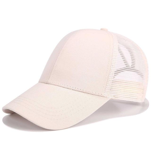 High Ponytail Baseball Cap for Women Beige Caps