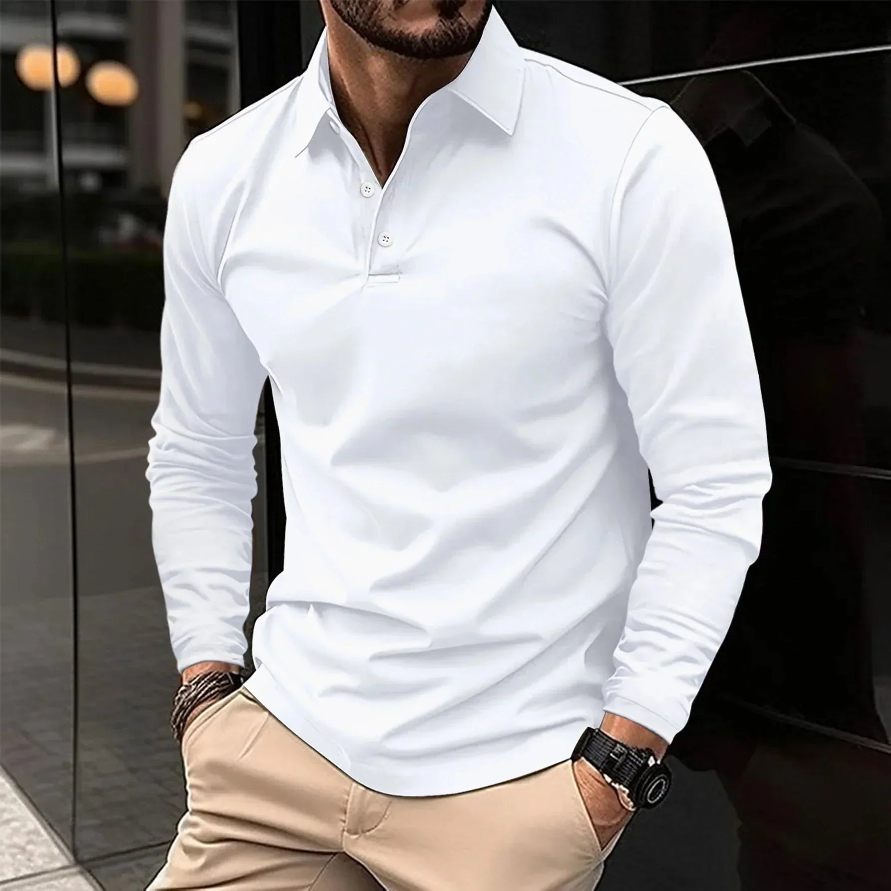 Men's Classic Cotton Polo Shirt White Polo Shirts