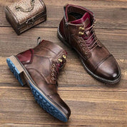 Frontier Leather Boots Durable Comfort Non Slip Sole for Men Dark Brown Boots