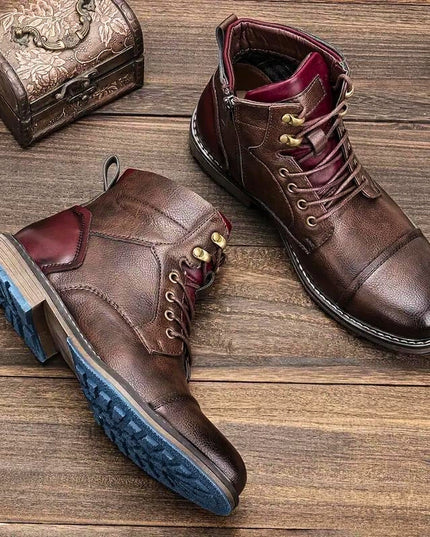Frontier Leather Boots Durable Comfort Non Slip Sole for Men Dark Brown Boots