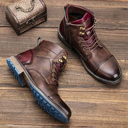 Frontier Leather Boots Durable Comfort Non Slip Sole for Men Dark Brown Boots
