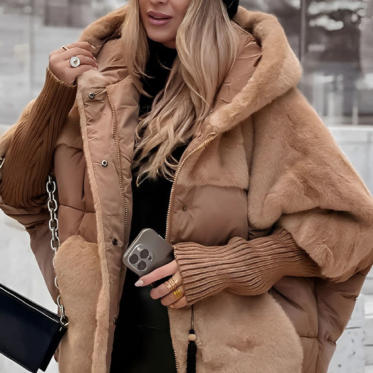 Winter Comfort Hooded Down Jacket Dark khaki Jackets