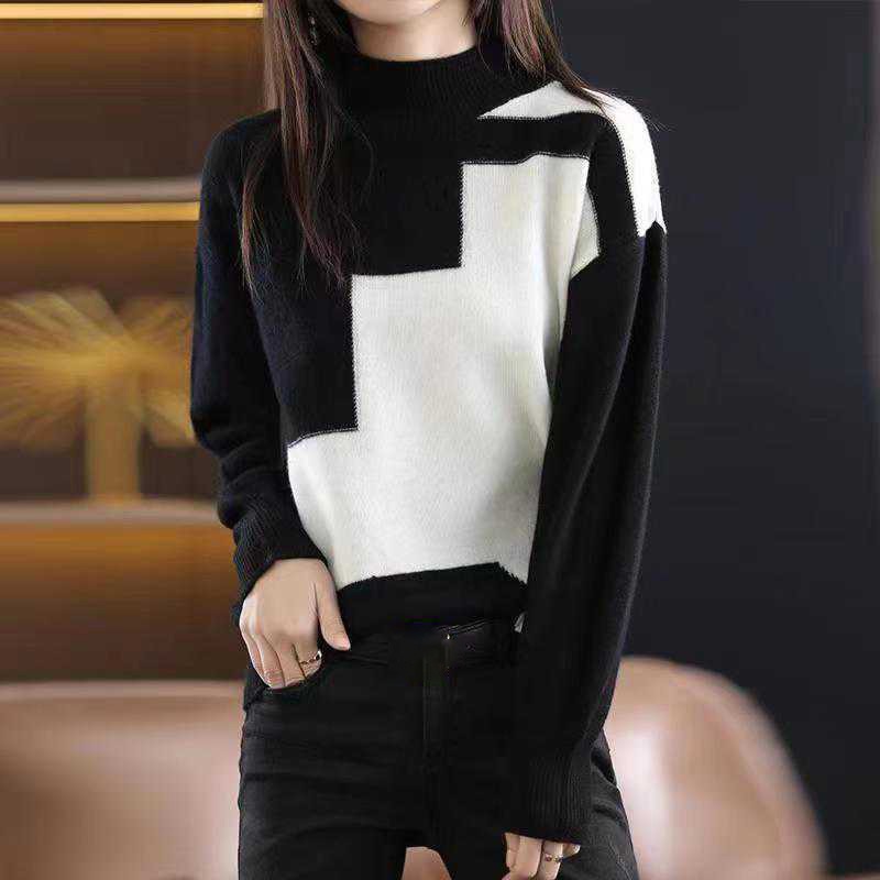 Trendy Plaid Pullover Sweater White Sweaters