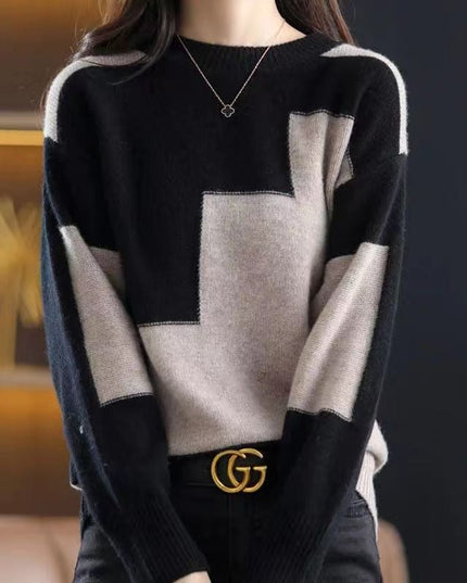 Trendy Plaid Pullover Sweater Caramel Sweaters