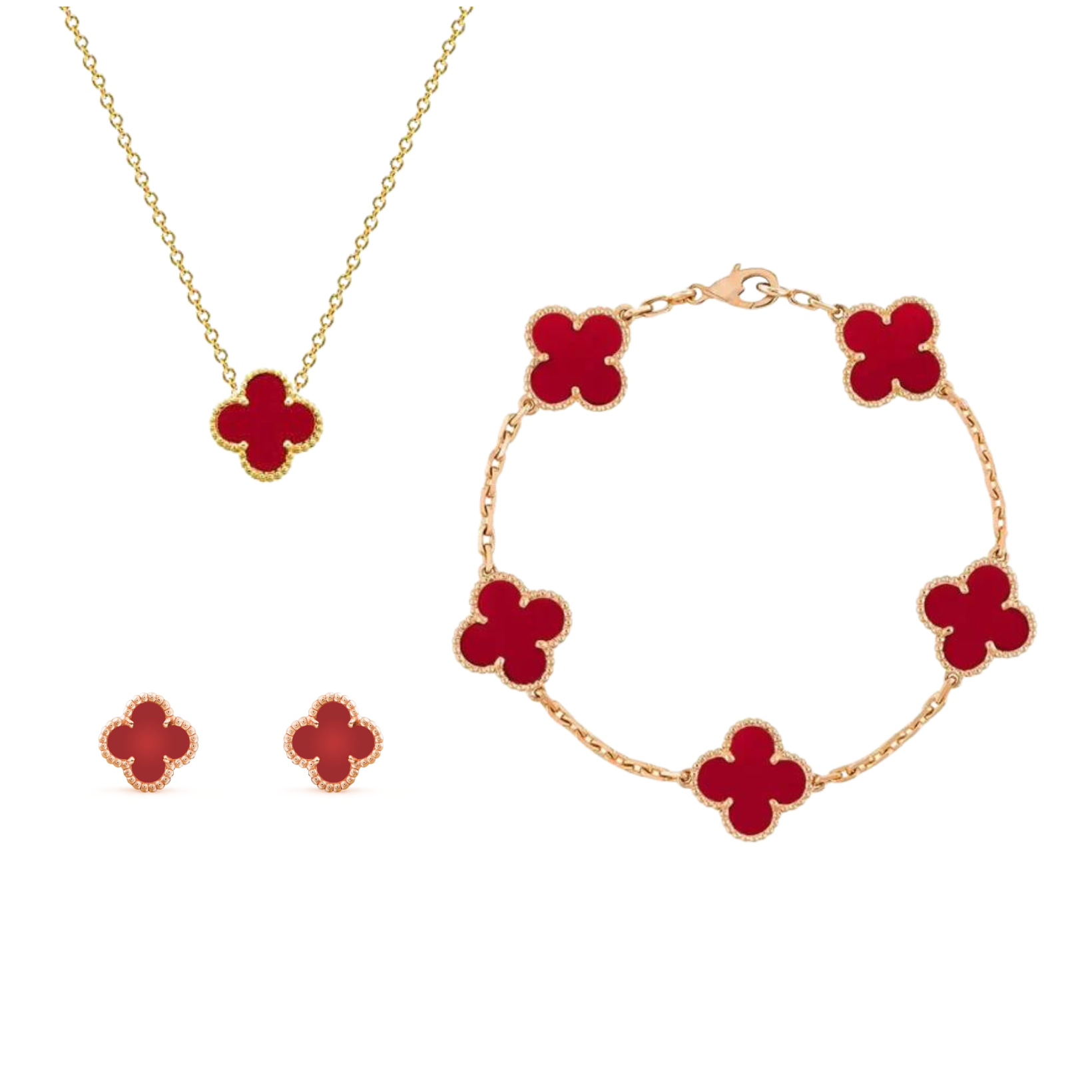 Jade | Clover Set Red Necklace