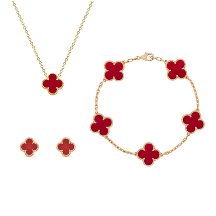 Jade | Clover Set Red Necklace