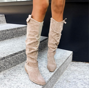 Warm & Comfortable Leather Boots Beige Boots