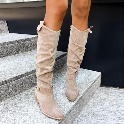 Warm & Comfortable Leather Boots Beige Boots