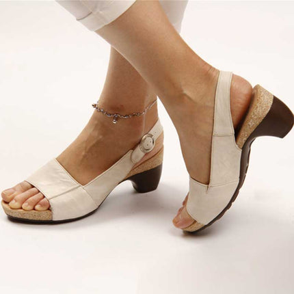 Women's Orthopedic Sandals with Heel Beige Orthopedic Sandals