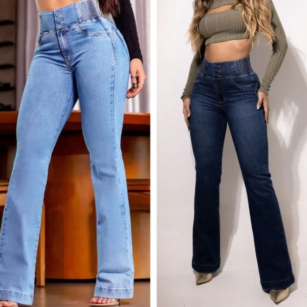 Dana | High-waisted stretch flared jeans - OKOHOKO™ FASHION