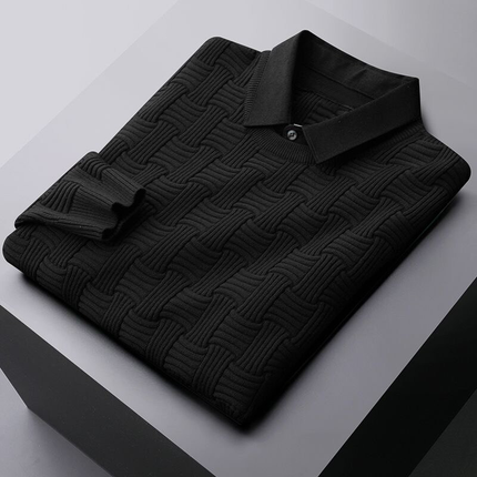 Finn | Elegant Polo Sweater Black Men - Main - Winter