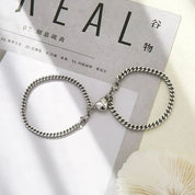Simple Couples Cuban Magnetic Heart Bracelet Set Bracelets