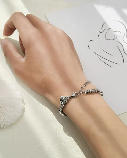 Simple Couples Cuban Magnetic Heart Bracelet Set Bracelets