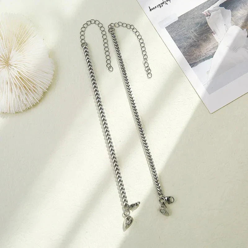 Simple Couples Cuban Magnetic Heart Bracelet Set Bracelets