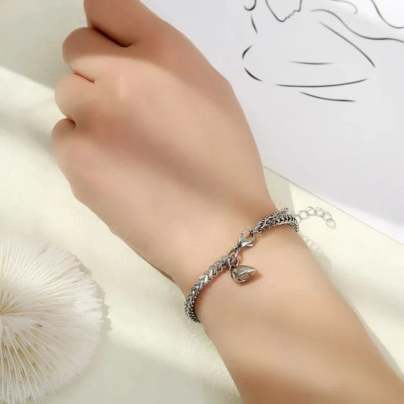 Simple Couples Cuban Magnetic Heart Bracelet Set Bracelets