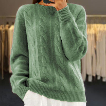 Cozy Wool Knit Sweater Green Sweaters