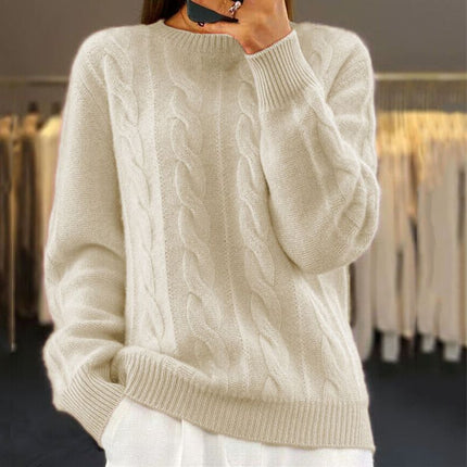 Cozy Wool Knit Sweater Beige Sweaters