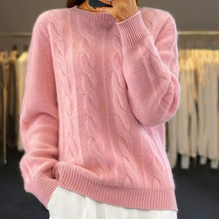 Cozy Wool Knit Sweater Pink Sweaters