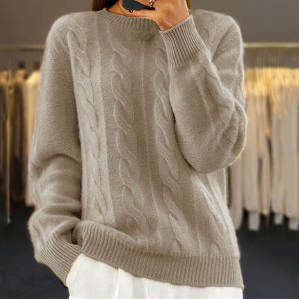 Cozy Wool Knit Sweater Khaki Sweaters