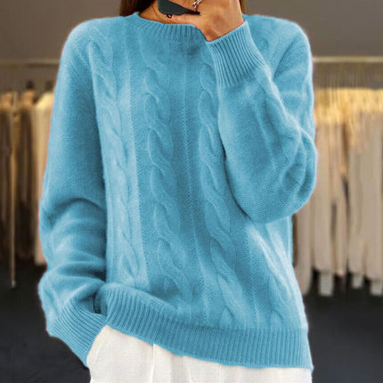 Cozy Wool Knit Sweater Blue Sweaters