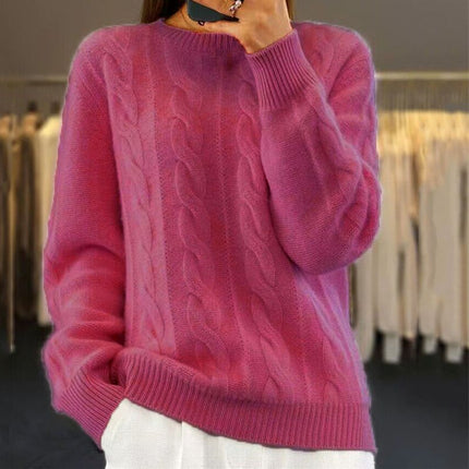 Cozy Wool Knit Sweater Dark Pink Sweaters