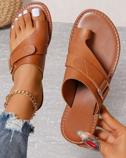 Quinn™ Lightweight Orthopedic Leather Sandals Brown Sandals