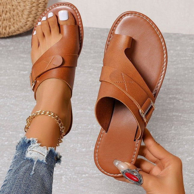 Quinn™ Lightweight Orthopedic Leather Sandals Brown Sandals