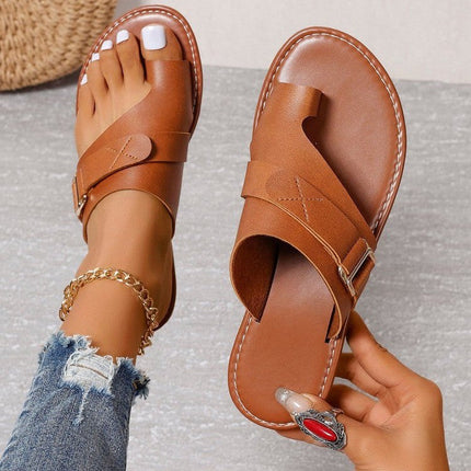 Quinn™ Lightweight Orthopedic Leather Sandals Brown Sandals