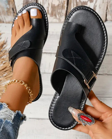 Quinn™ Lightweight Orthopedic Leather Sandals Black Sandals