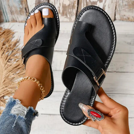 Quinn™ Lightweight Orthopedic Leather Sandals Black Sandals