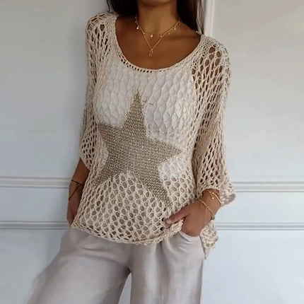 Eliza | Starry Knit Top Apricot