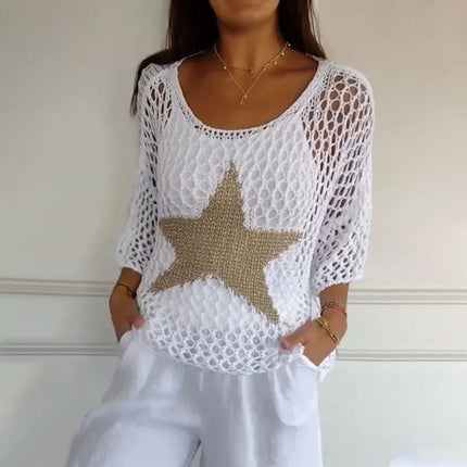 Eliza | Starry Knit Top White