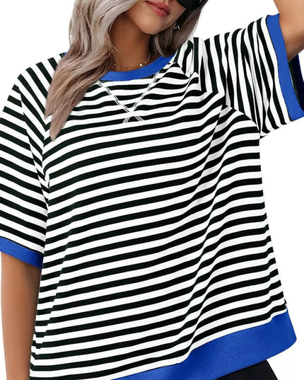 Puck | Casual Striped T-Shirt Black + Blue Shirts
