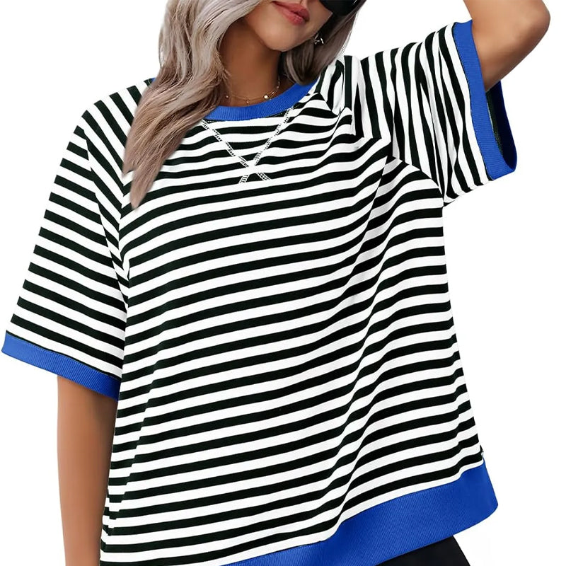 Puck | Casual Striped T-Shirt Black + Blue Shirts