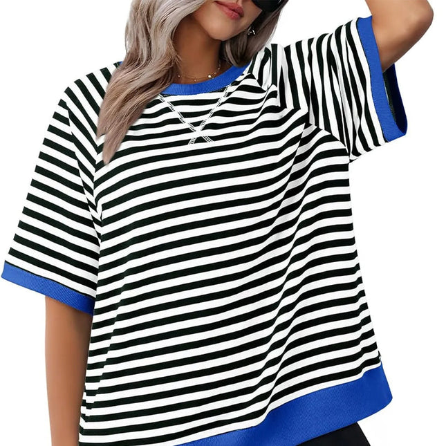 Puck | Casual Striped T-Shirt Black + Blue Shirts